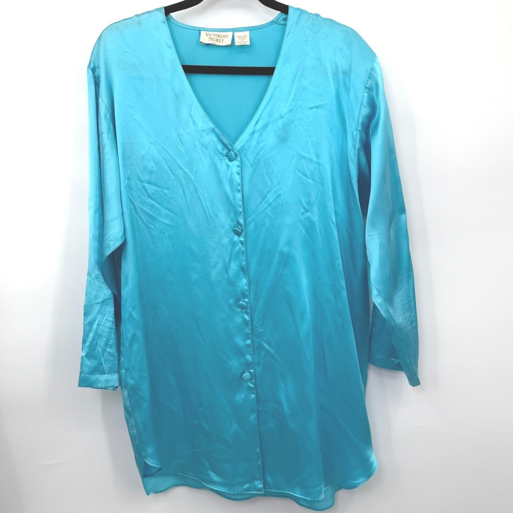 Vintage Victoria Secret Sleep Shirt Women S Gold Label Silk 90s Coquette Lounge